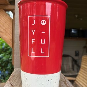 Starbucks “Joyful” tumbler red  with speckled chalk base.  12oz